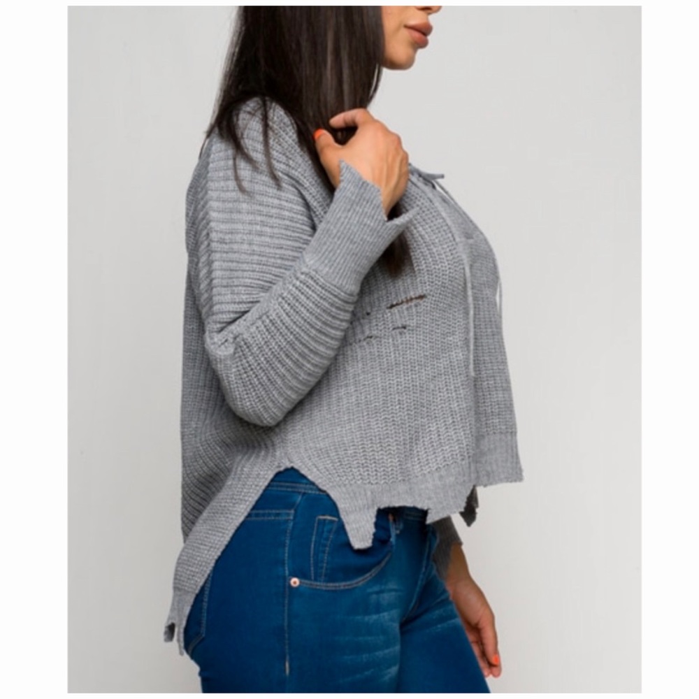 Knitted Distressed Sweatshirt - Picture 2 of 3